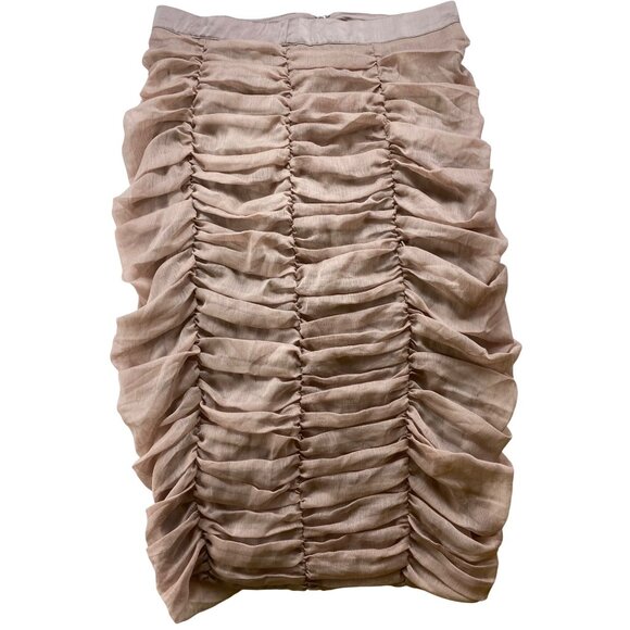 Sexy Ruched Two-Piece Beige Set Crop Top & High-Waisted‎ Skirt Fashion Nova XL - Picture 4 of 9